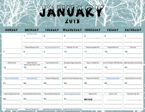 Free-Printable-Calendar-For-January-2018-with-holidays-featured-image-600x464 Monthly Free Printable Calendars for 2018