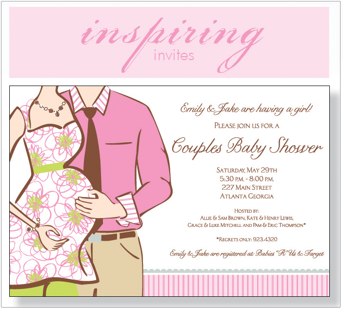 1-2920(2) Couples Baby Shower: Expecting Girl Invitation