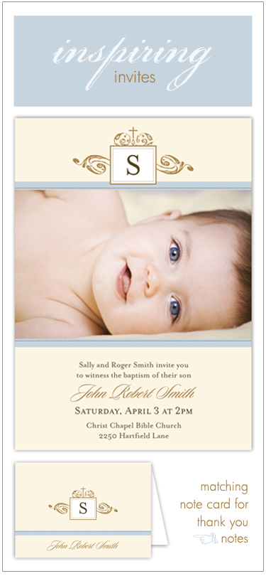 AntiqueMonogram Inspiring Invites: Christening & Baptism Invitations