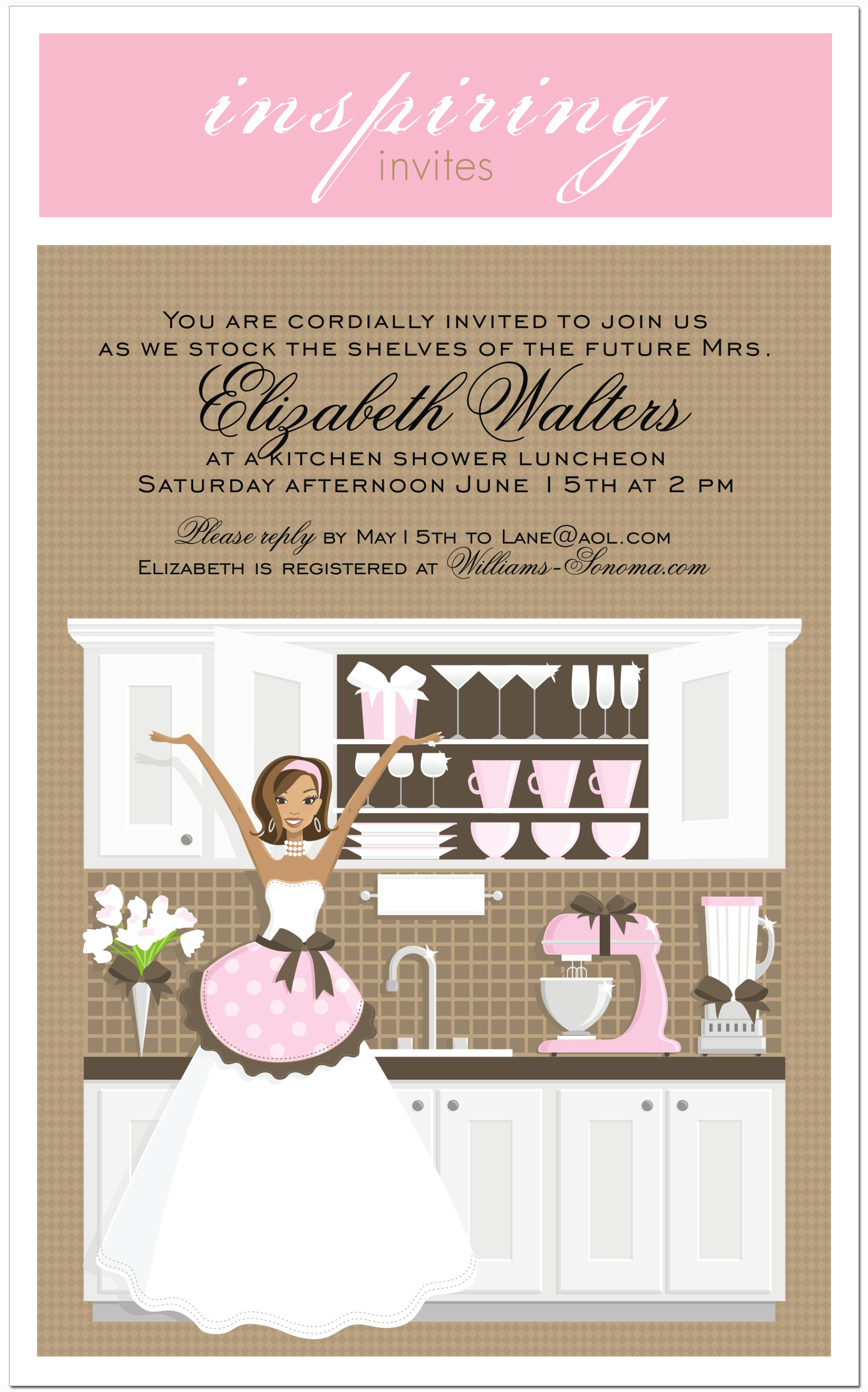 IN182 Pink Stock the Shelves: Kitchen Bridal Shower Invitation