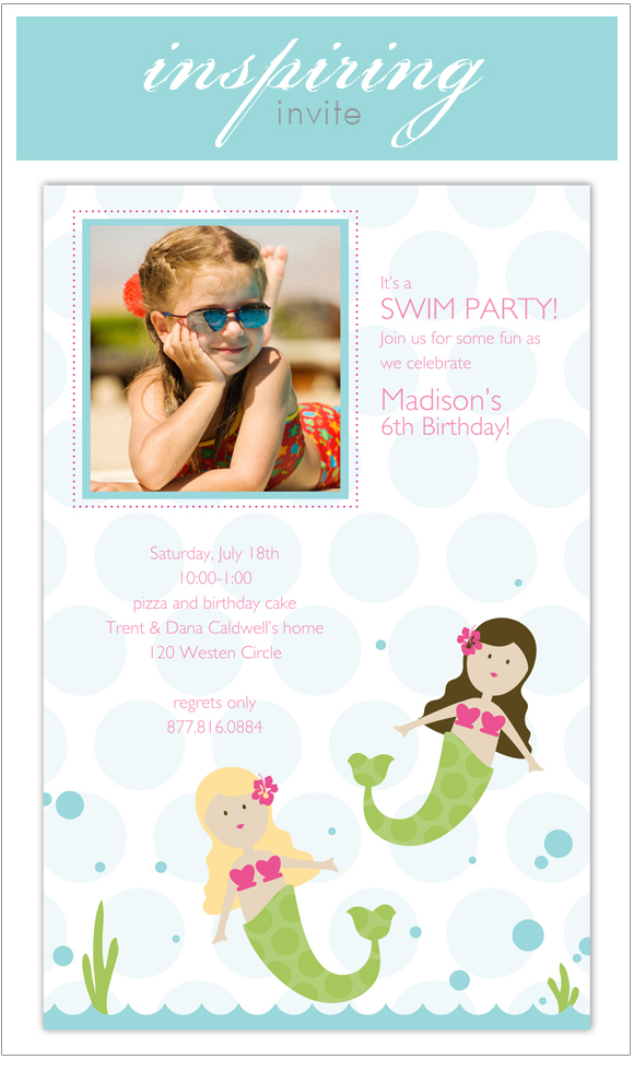 PP58BD9011 Swimming Mermaids Photo Card: Birthday Pool Party