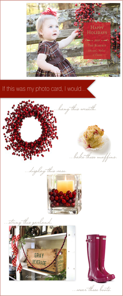 CranberryChristmasPhotoCard1 Photo Card Inspired: Vintage Berry Frame