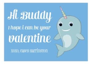 PC35VD1816-Mr-Narwhal-Hi-Buddy-Kids-Valentine-300x209 Valentines Day Wording Ideas