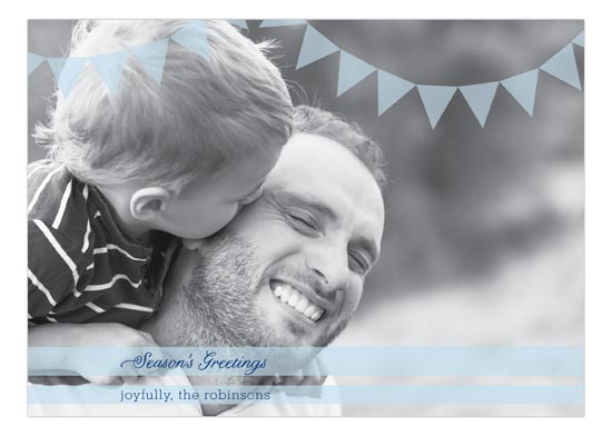 Winter-Blue-Swag-Banner-Family-Photo-Card Create Custom Holiday & Christmas Photo Cards