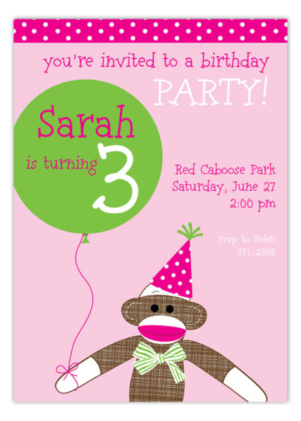 pink-sock-monkey-with-balloon-invitation-pcdd-np57bd1126pcdd-429x600 Kids Party Wording Ideas
